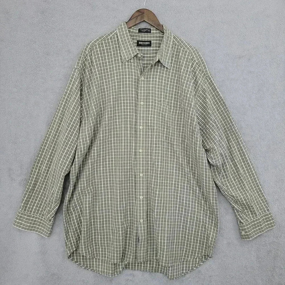 Britches Mens Plaid Long Sleeve Button-Up Shirt XXL 100% Cotton Green 20PT - Picture 1 of 6
